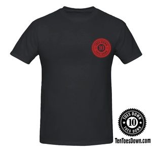 Men's Ten Toes Down Logo Casual T- Shirt (Red/Black)